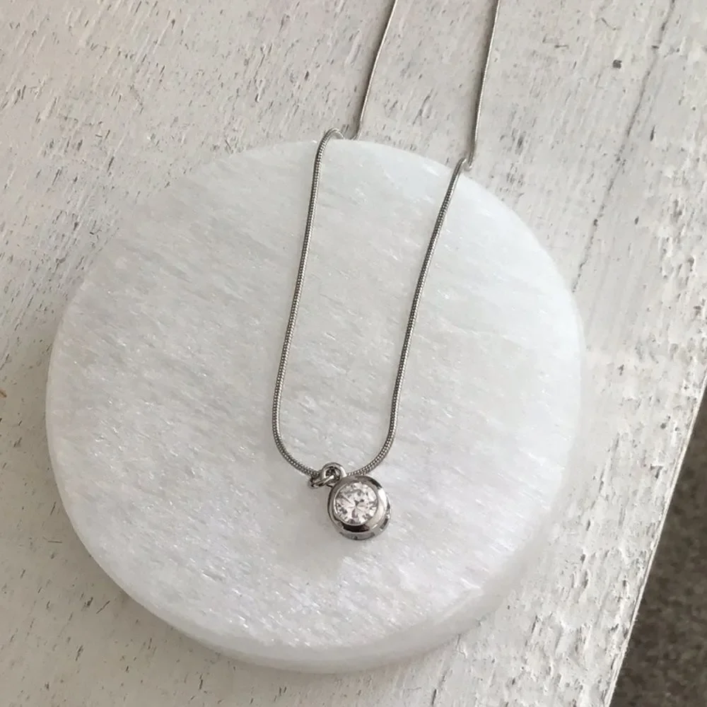 Swarovski Crystal Caged Circle Silver Pendant Necklace - Picture 4 of 6